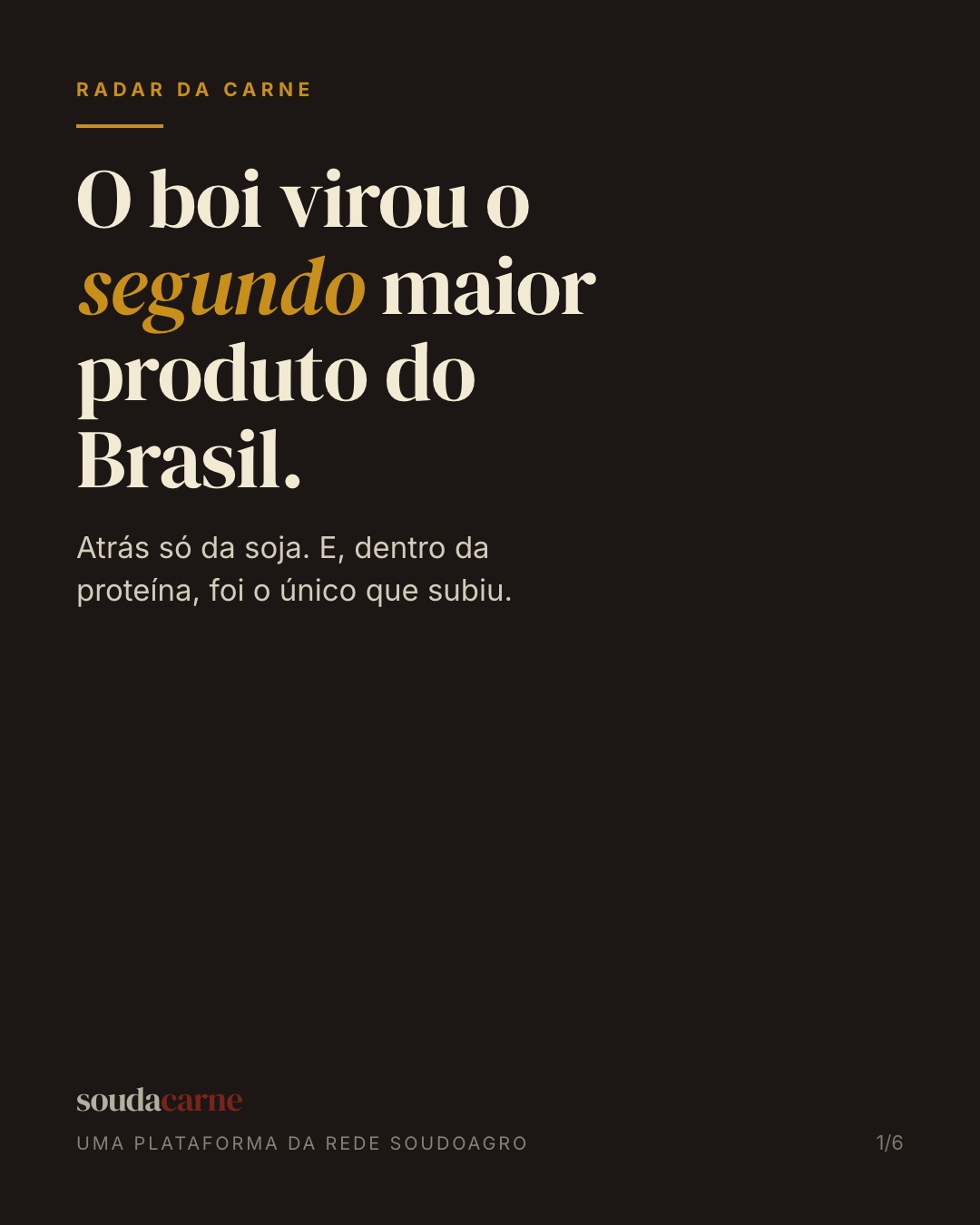 O boi virou o segundo maior produto do agro brasileiro. R$ 246,6 bilhões em 2026, atrás só